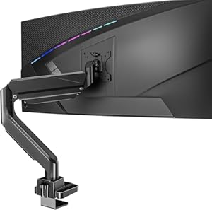 WALI Monitor Halterung für bis 13-49 Zoll LED LCD Bildschirm,Einzelner Monitorarm bis zu 15 kg,Monitorständer Höhenverstellbar mit Neigung,Schwenk & Drehfunktion,VESA 75 & 100 mm (GSM001XL),Schwarz