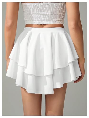 SOLY HUX Women's Ruffle Mini Skirt Layered A Line Flowy Summer Going Out Skater Skirts3