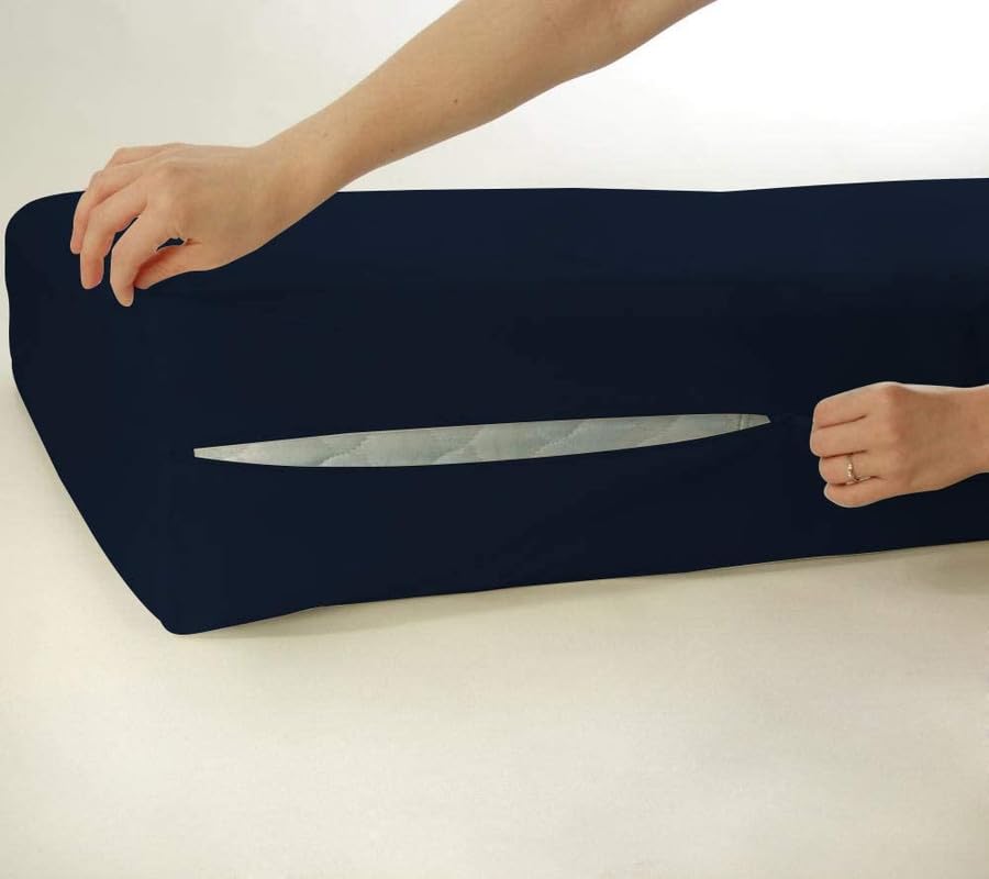 Sea Monk Waterproof Mattress Protector with Zipper Chain, Single Size (72x36 Inches)_with 8 Inch Drop Navy Blue, Zippered Mattress Encasement, Bed Cover, Six-Sided Waterproof Mattress Protector-image-10