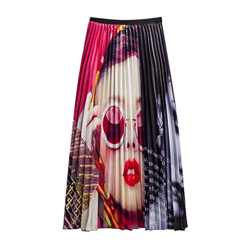 Jupe plissée mi-longue rouge Portrait pour femme : jupe fluide taille 38 élastique confortable