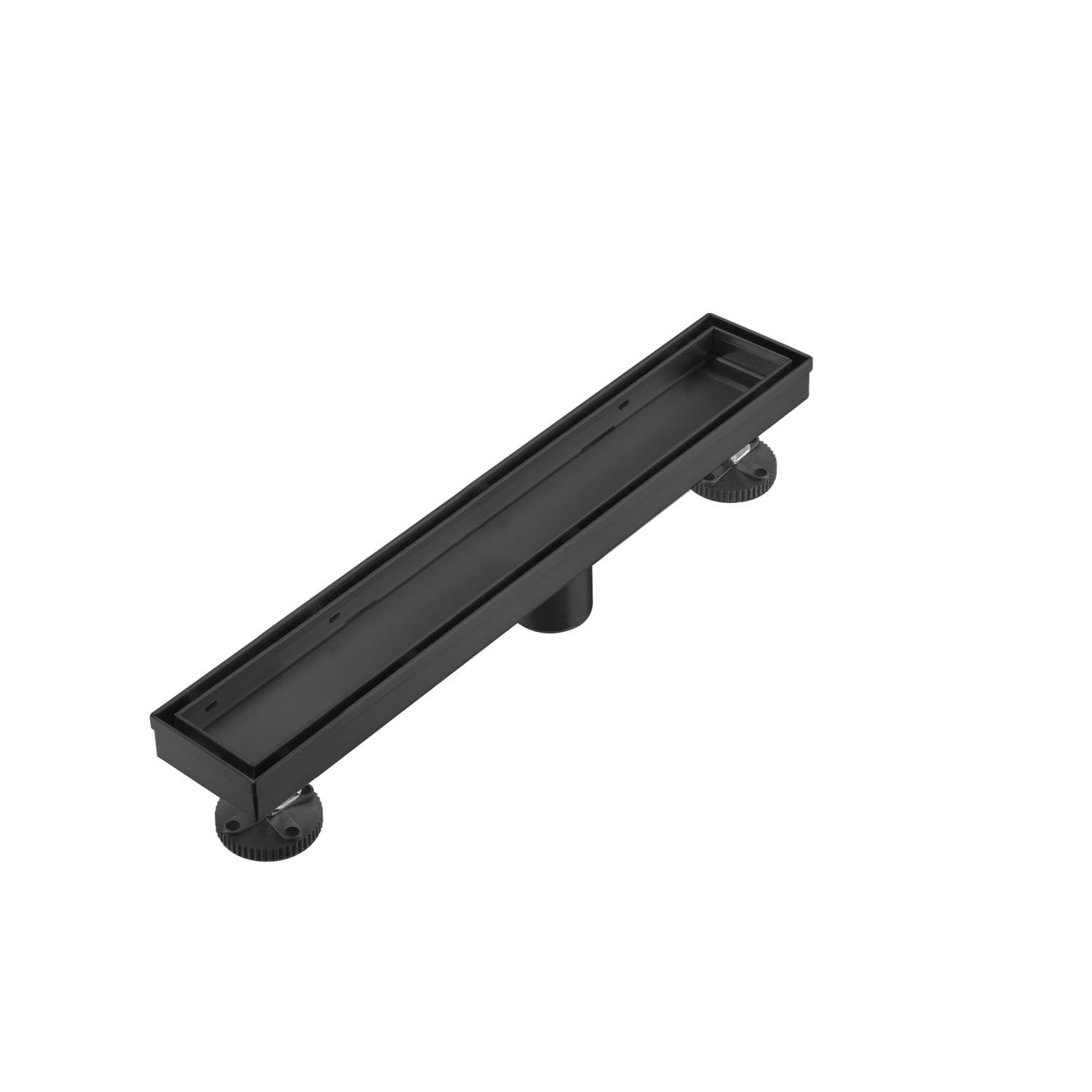 AVSIILE Linear Shower Floor Drain, Black 12 Inch 304 Stainless Steel Bathroom Drains Kit, Rectangular Shower Trench Drain with Reversable Tile-in Pattern Drain Cover & Hair Catcher