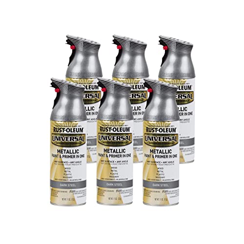 Image of Rust-Oleum 262662-6PK Universal All Surface Metallic Spray Paint, 11 oz, Dark Steel, 6 Pack