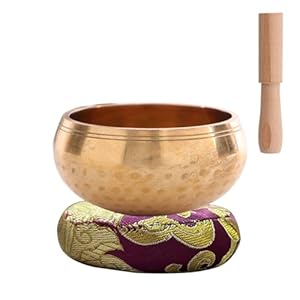 Meditatieset accessoires, klankschaal kinderen en volwassenen, yoga meditatie Feng Shui, met massief houten trommelstokken, geschikt voor meditatie en behandeling cadeauset, 8 cm (willekeurige