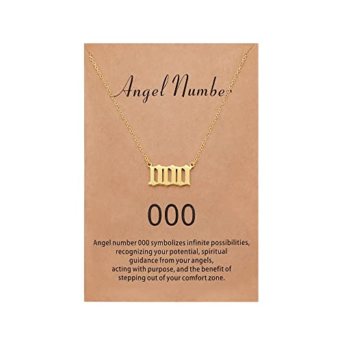 Sunique Angel Number Necklace for Women 000 Necklace Numerology Jewelry Gifts for Women Gold Plated