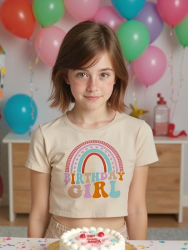 Image of Little Girls Crop Tops Cool Summer T-Shirt Crewneck Short Sleeve Fashion Tee Size 6-14
