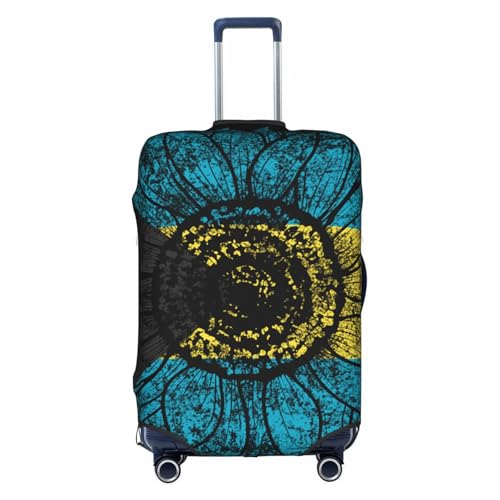 Travel Luggage Cover Vintage Sunflower Bahamas Bahamian Flag Fashion Washable Baggage Suitcase Protector Fit For Luggage X-Large
