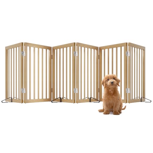 美濃 Kesper エクストラワイド ドッグゲート 戸口用 竹製犬用ゲート 家の階段用 自立式安全ペットゲート 犬用 ドゥーギー 子犬 フェンスゲートの商品画像（Amazon）