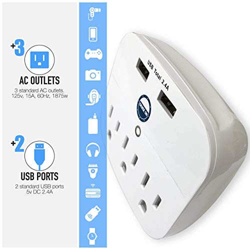 Cruise Power Strip No Surge Protector with USB Outlets - Ship Approved (Non Surge Protection) Cruise Essentials