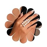 Enautoabs Boho Cluster Pearl Open Adjustable Ring Gold Pearl Statement Open Ring Imitation Pearls Wrap Rings Vintage Wedding Finger Rings Jewelry for Women