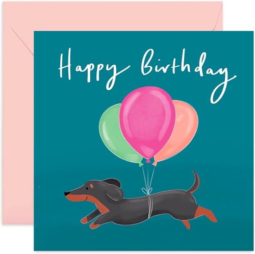 Old English Co. - Tarjeta De Cumpleaños De Perro Salchicha Divertida Para él O Ella, Tarjeta De Cumpleaños Con Texto En Inglés "Sorry It's Late" Para Amigo Y Familia, Bonita Tarjeta De