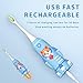 ELOTAME Kids Electric Toothbrushes u Shaped - Rechargeable Rocket Toothbrush, Electric Toothbrushes for Boys Age 2-6 2 Mins Timer, 6 Modes, 4 Brush Heads.