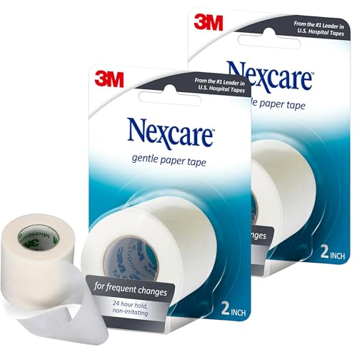 Nexcare Gentle Paper First Aid Tape 2 in x 10 yd Hypoallergenic Medical Surgical Tape for Sensitive Skin Latex Free 1 Count (Pack of 2)