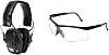 Howard Leight by Honeywell Impact Sport Sound Amplification Electronic Shooting Black Earmuff with Genesis Sharp-Shooter Shooting Glasses, Clear Lens