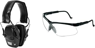 Howard Leight by Honeywell Impact Sport Sound Amplification Electronic Shooting Black Earmuff with Genesis Sharp-Shooter Shooting Glasses, Clear Lens - HOWARD LEIGHT