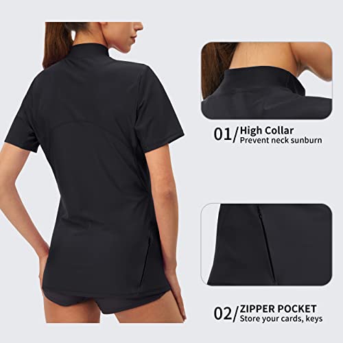 image for PERSIT Rash Guard for Women Swim Short Sleeve Shirts Womens Rashguard 
