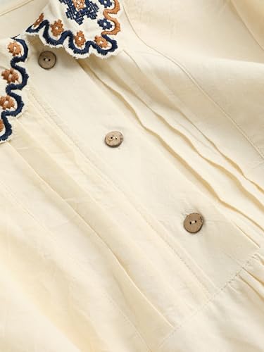 CIDER Long Sleeve Shirts for Women Aztec Button Down Collar Blouse Cotton Western Shirts Women Blouses4