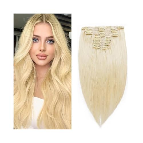 Extensiones de cabello humano real Remy rubio 613, doble trama de 22 pulgadas