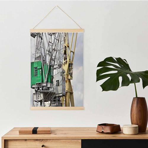 タペストリー棒 てぬぐい マグネット式 天然木 港湾クレーン 港湾クレーン出荷荷積みクレーン 497766 40cm シャンタン生地 タペストリー棒 中巾 組み立て不要