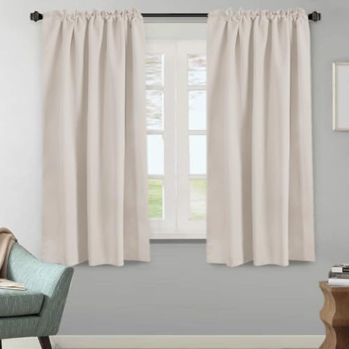 Image of H.VERSAILTEX Blackout Curtains Thermal Insulated Window Treatment Panels Room Darkening Blackout Drapes for Living Room Back Tab /Rod Pocket Bedroom Draperies (2 Panels, Natural, 52 x 63 Inch)