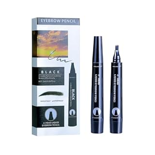 VIOLA HOUSE Microblading Eyebrow Pencil Waterproof Brow Pen with 4 Tip Fork Tip Eye Brows, Long Lasting Liquid Eyebrow Pen for Women Stay on All Day(2ml/0.67oz) (Black)