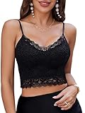 Avidlove Lace Bralette for Women V Neck Camisoles Double-Layered Crop Tops Sexy Half Cami Top(Black,S)