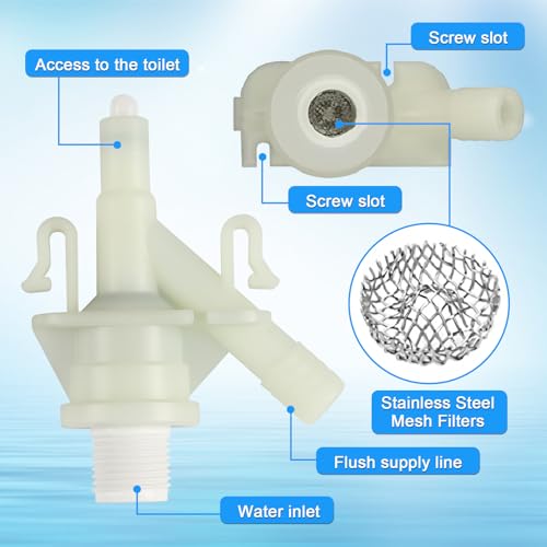 Image of kingsea 385311641 Water Valve Kit, Plastic RV Camper Toilet Valve Parts compatible with Sealand 300 /310 / 311 /320 / 321 Series RV Marine Toilet Flush Valves Replacement