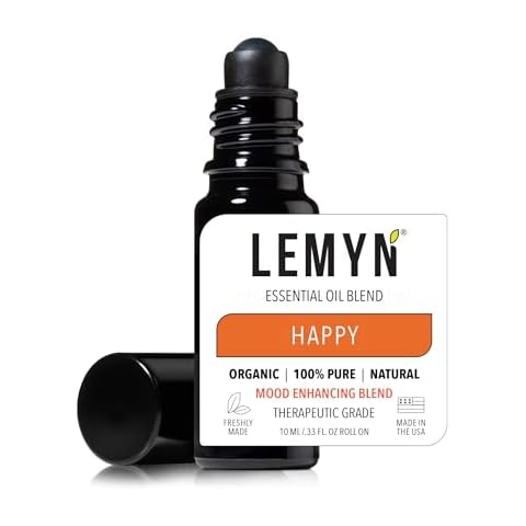 Lemyn Organics Happy Essential Oil Blend Roll-On | Organic 100% Pure | Freshly Handcrafted – Citronella, Grapefruit, Mandarin & Sweet Orange for Uplifting Mood & Energy | Safe for Adults & Kids Cover