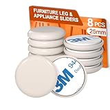 3M Adhesive Furniture Sliders - 8 Pack 25mm Chair Leg Floor Protectors, Non-Scratch Sliding Pads for Carpet & Rug, Self-Stick Furniture Movers