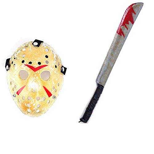 Zeus Party Kit masque Jason + Machete INGUINÉ de 75 cm - Hockey Halloween Venerdi 13 Cover