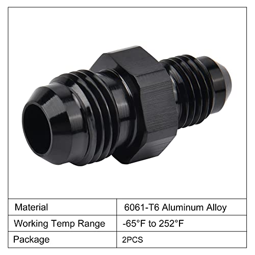 Image of EVIL ENERGY 6AN Male to AN4 Male Flare Reducer Coupler Union Straight Adapter Fitting Black 2PCS
