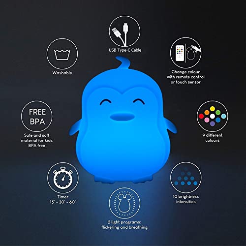 Glinrui Large Penguin Night Lights for Babies Bedroom Light Nursery lamp Kids, Break Resistant, Eye Caring - Image 3