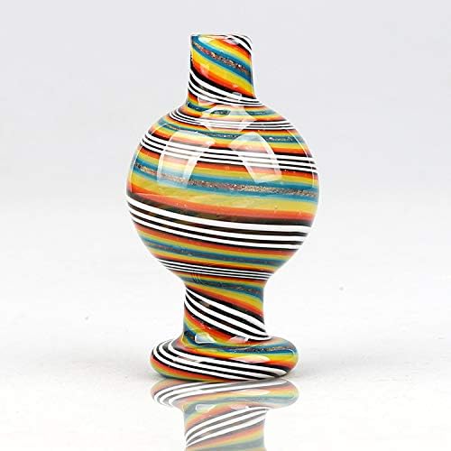 Color Art Glass Cap Diameter 2.6cm Height 4.7cm 1 PCS (Orange Yellow Strip)