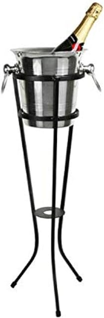 drinkstuff Aluminium Champagne Bucket 4 Litre with Wrought Iron Stand | Champagne Bottle Cooler