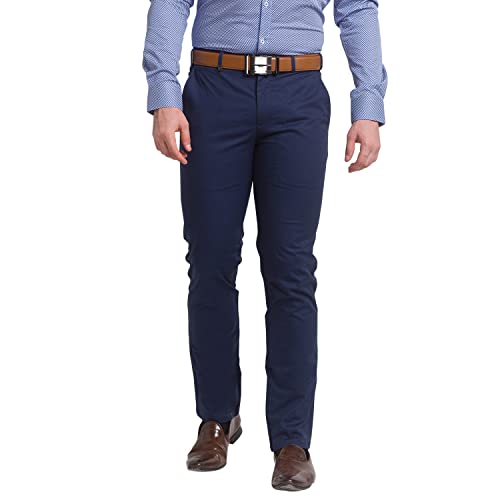 Image of Park Avenue Men Super Slim Fit Solid Pattern Cotton Spandex Blend Flat Front Formal Chinos