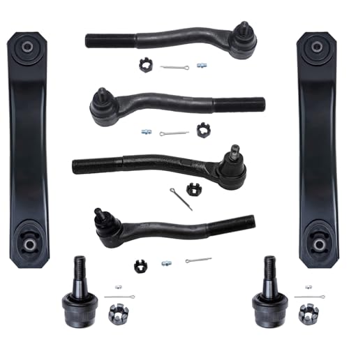 Image of Detroit Axle - Front Lower Control Arms + Ball Joints+ Outer Tie Rods Replacement for 1999-2004 Jeep Grand Cherokee - 8pc Set