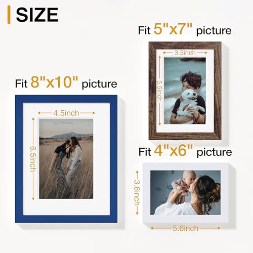 Image of Vittanly 12 Pack Picture Frames Collage Wall Decor for Mounting or Tabletop Display, Gallery Wall Frame Set for Family, Multi Sizes Including 4pcs 8x10, 4pcs 5x7, 4pcs 4x6, Blue & Brown & White