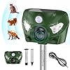 Ultrasonic Animal Deterren,Animal Deterrent 5 Modes, Cat Deterrentwith Light AnimalChase Deterrent, Outdoor Waterproof Deer Foxes Raccoons Rodents DeterrentDevices for Garden Yard Farm 18kHz