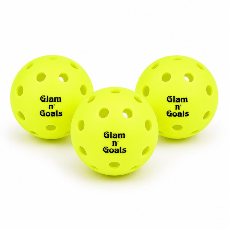 GLAMn'GOALS Pickleball Balls 40 Holes Pack of 3 Outdoor Tournament Balls with Durable PE PP Polymer and Consistent Bounce-image-13