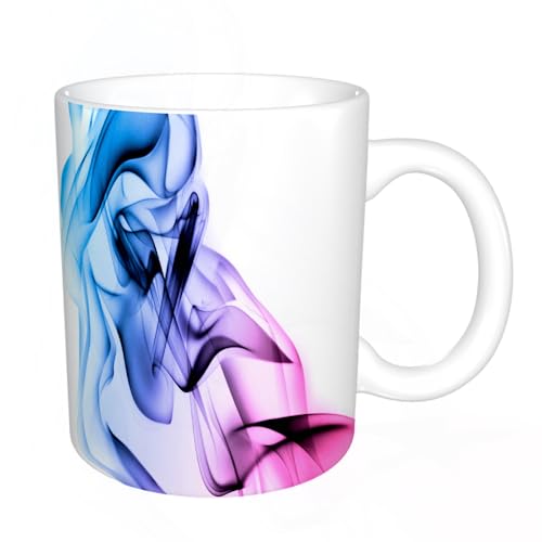 YFHJV Tazas de Café,Taza de Cerámica para Té y Café - Regalo Original - 330 ml - Desayuno Tazas Tazas graciosas,Movimiento de humo Humo azul abstracto sobre fondo blanco fondo azul.,tazas originales