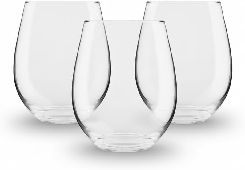 Stemless Crystal Wine Glass Set – 8-Piece Set 18oz, Elegant and Modern, Ideal for Red, White, and Sparkling Wines