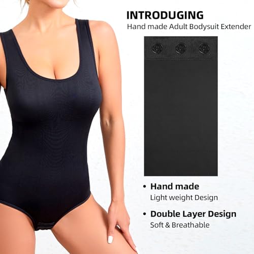 Xingch Body Damen verlängerndes, weiches und komfortables Design mit Druckknöpfen | Fügt enger Kleidung mehr Länge hinzu | Abnehmbar und waschbar (schwarz, Drei Knöpfe)