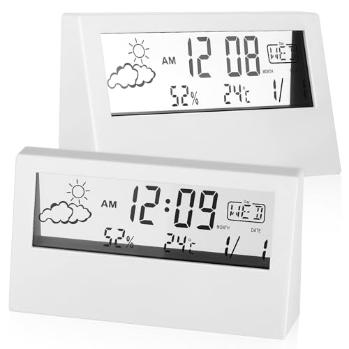PRETYZOOM Reloj Despertador Digital Transparente Despertador Ligero Calendario electronico con Reloj despertadores para dormitorios decoración del Escritorio de Oficina el plastico