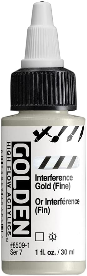 GOLDEN High Flow Acrylics, Interference Gold (Fine), 1 fl. oz. Bottle, Professional Acrylic Paint, Transparent
