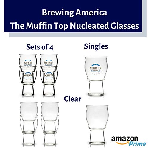 Beer Glasses - Nucleated Pint Glass - The Muffin Top Glass for Enhanced Taste of Beer and Cider - Tulip Shape and Nucleation for Better Tasting Beer, IPAs and Cider (Muffin Top Logo Single) - Thumbnail 6