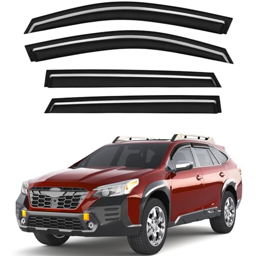 Saleago Outside-Mount Window Rain Guards Fit for 2020 2021 2022 2023 2024 2025 Subaru Outback, Extra Durable Window Visors Wind Deflector Dark Smoke Vent Shades Car Tape-on 4-pcs with Thicker