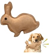 SPOT Dura-Fused Leather Rabbit Dog Toy – Real Leather & Jute, Double-Stitched, Durable Squeaky Ch...