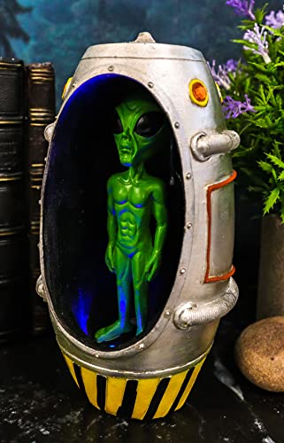 Ebros Gift Ufo Outer Space Extra Terrestrial Green Roswell Alien Earth Landing In Spaceship Capsule Backflow Cone Incense Burner Holder With Cascading Smoke Fog And Led Night Light Figurine #TOP1