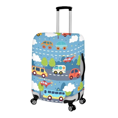 Image of Coloranimal Traffic Car Cartoon Luggage Covers Travel Luggage Cover for 29-32 Inch Luggage Elastic Fashion Suitcase Cover Protector for Women Men Travel Accessories