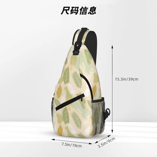 Image of SUPLUCHOM Sling Bag Pastel Leaf Art Hiking Daypack Crossbody Shoulder Backpack Travel Chest Pack for Men Women