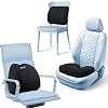 QUTOOL Lumbar Support Pillow & Seat Cushion - Office Chair Pillow -Car Seat Cushion-Adjustable Strap and Washable Cover